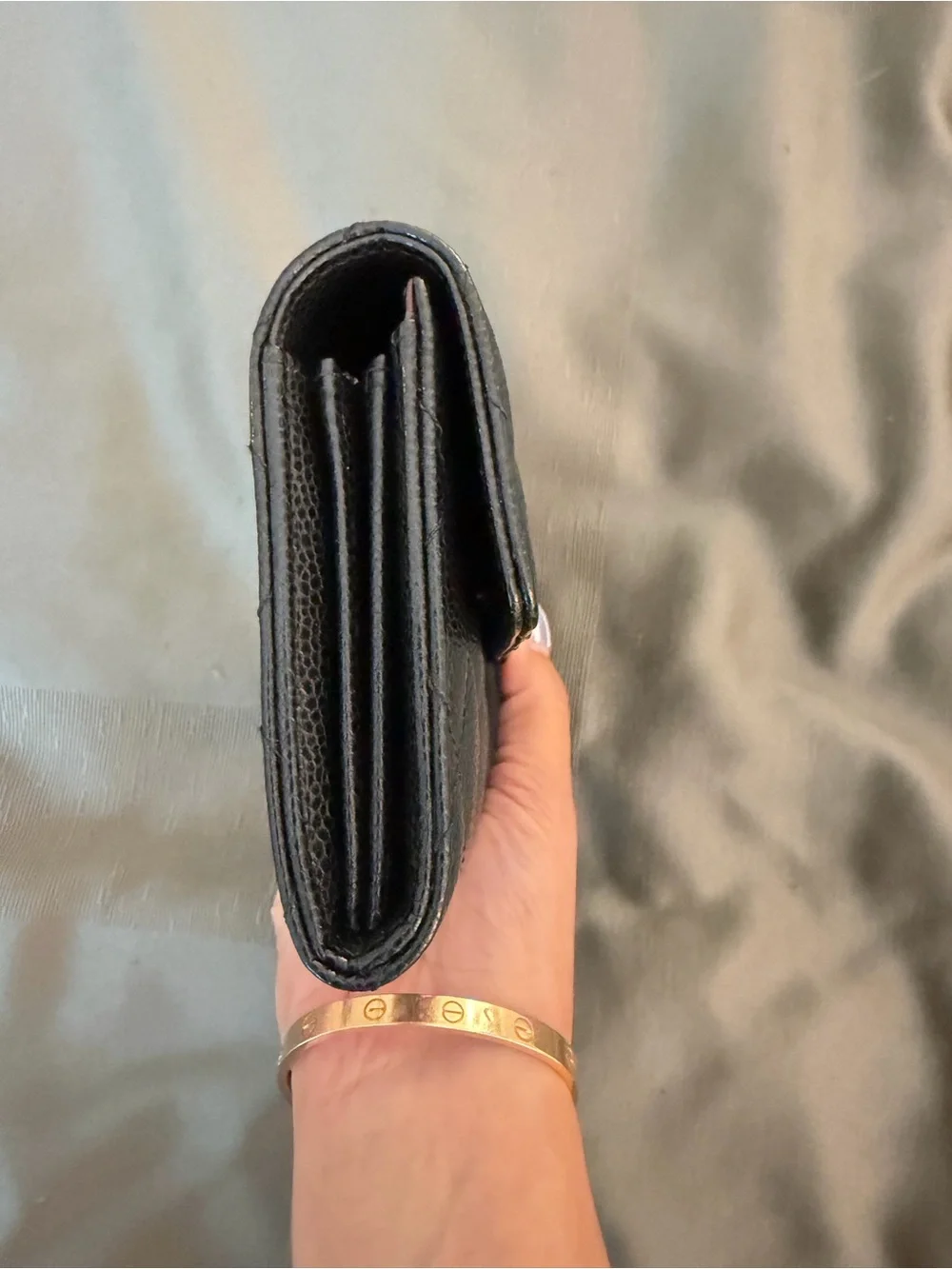 CHANEL Black Quilted Continental Wallet with Gold CC. COA included!